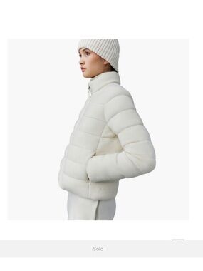 MACKAGE Melia Cashmere Wool Blend Down Jacket Cream SZ M